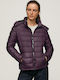 Alexa Women's Short Puffer Jacket Waterproof for Winter with Detachable Hood Purple
