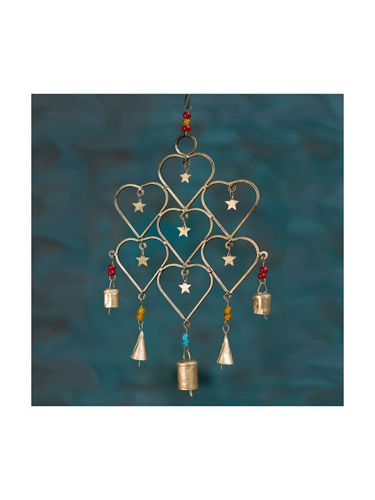 Synchronia Hanging Decorative made of Metallic Melody Hearts with Stars 20x26cm 1pcs