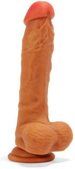 X-Men Dual Layered Dildo Ρεαλιστικό Dildo με Όρχεις και Βεντούζα Brown 21cm