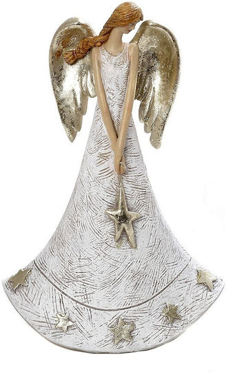 Espiel Christmas Figure Cherub White Height 25cm with Golden Wings
