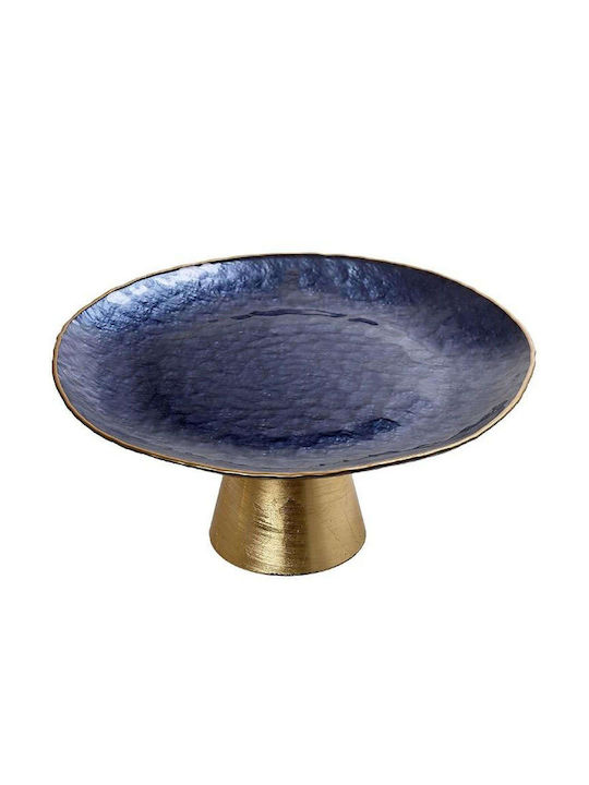 Espiel Round Glass Decorative Platter Blue 28cm