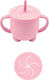 Baby Donkey Baby Cup with Handles and Straw made of Silicone Pink for 6m+m+