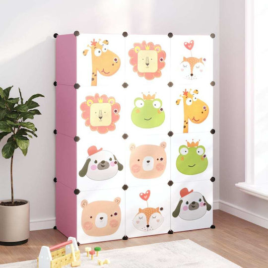 vidaXL Spielzeug Aufbewahrungssystem aus Kunststoff Rosa 110x46.5x144cm 12Stück