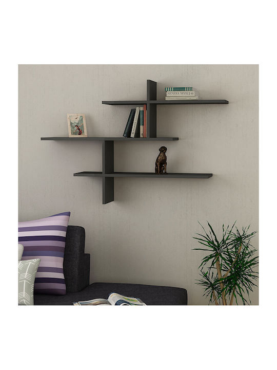 Ράφι Τοίχου Hermes Ανθρακί 123x22x80εκ.