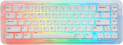 Ajazz First Blood B67 Ασύρματο Gaming Μηχανικό Πληκτρολόγιο 65% με Kailh MX Jellyfish διακόπτες και RGB φωτισμό (Αγγλικό US) Transparent + White Pearl White