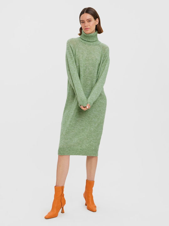 Vero Moda Midi All Day Φόρεμα Πλεκτό Πράσινο