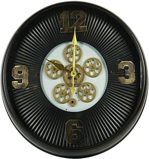 Antique Wall Clock Metallic Black Ø61cm