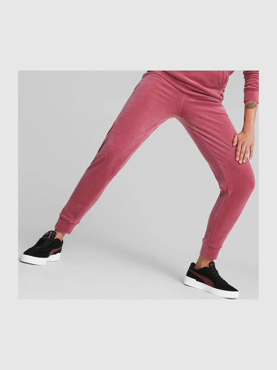 PUMA Παντελόνι Φόρμας Βελουτέ Ροζ