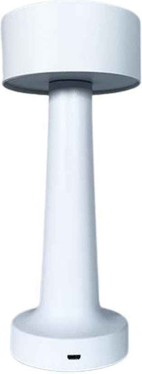 Lucas Kunststoff Tischlampe LED mit Weiß Schirm und Basis