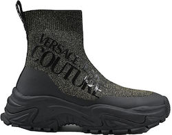 Versace Γυναικεία Chunky Μποτάκια με Κάλτσα Μαύρα