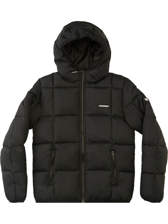 Kids' Quilted Jacket Short with Hood Black Square Up