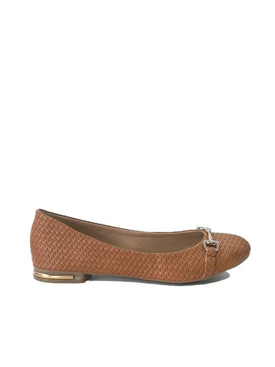 Zizel Women's Ballerina Shoes in Tan Matte Straw 210