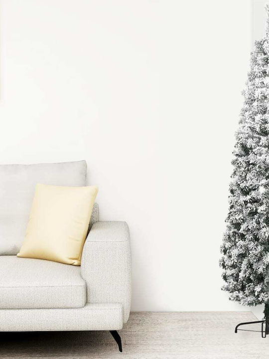 Χριστουγεννιάτικο Δέντρο Slim Πράσινο Χιονισμένο Τοίχου 180εκ με Μεταλλική Βάση