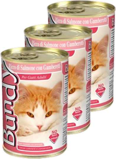 Bundy Economy Wet Food for Cats in Cans with Shrimps and Salmon 3x410gr