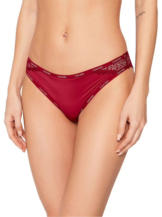 Calvin Klein Femeie Brazilia cu Dantelă Burgundy