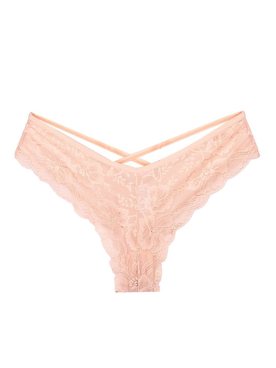 Brazilian underwear with lace Beige