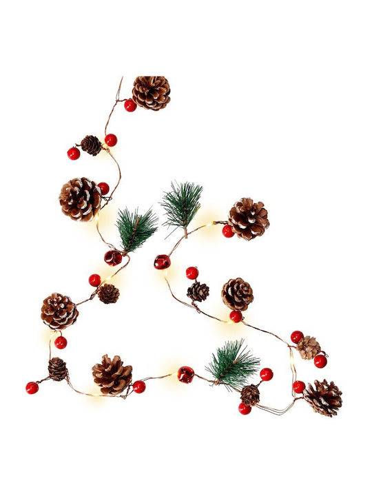 Pine Cones & Red Berries Christmas LED Light 2.2m Battery Goobay