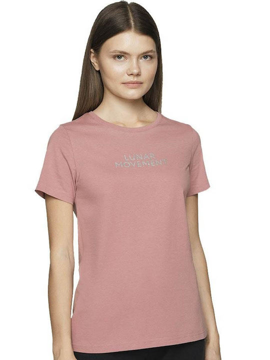 4F Γυναικείο T-shirt Ροζ με Στάμπα