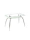 Haltia Table Kitchen with Glass Surface White / Transparent / Chrome 120x75x75cm