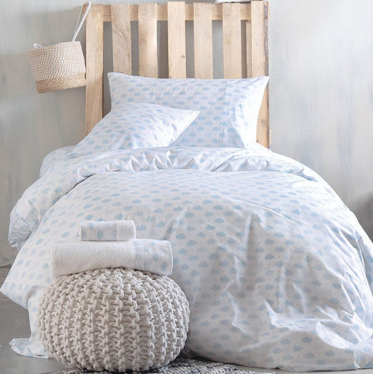 Rythmos Set Pătură Pentru Copii Single Cu Față De Pernă Cloudy Albastră 160x240cm