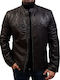 Biston Herren Winter Jacke Leder Braun