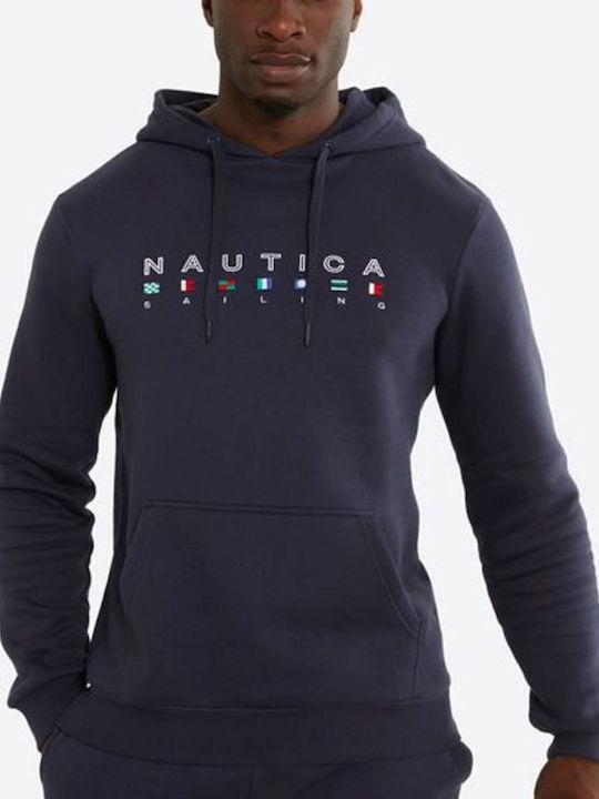 Φούτερ με Κουκούλα Navy Μπλε