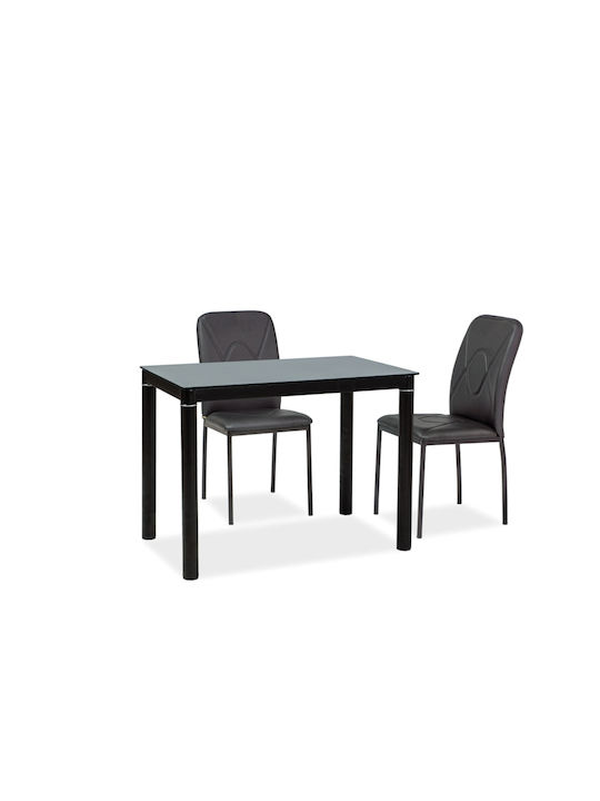 Galant Table Dining Room with Glass Surface Black 100x60x75cm