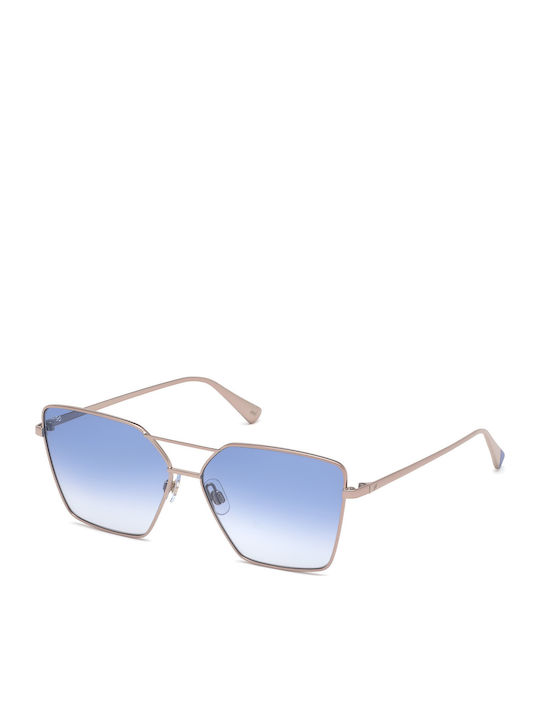 Web Women's Sunglasses with Silver Metal Frame and Blue Gradient Lens WE0268 34W