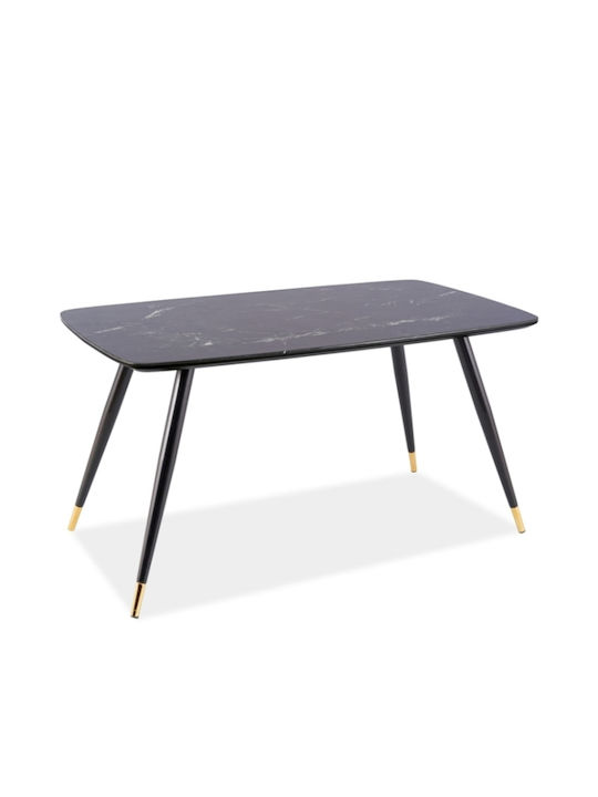 Cyryl Table Dining Room with Glass Surface Black 140x80x75cm