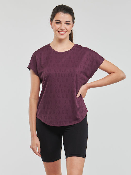 Only Women's Athletic Blouse Short Sleeve Purple