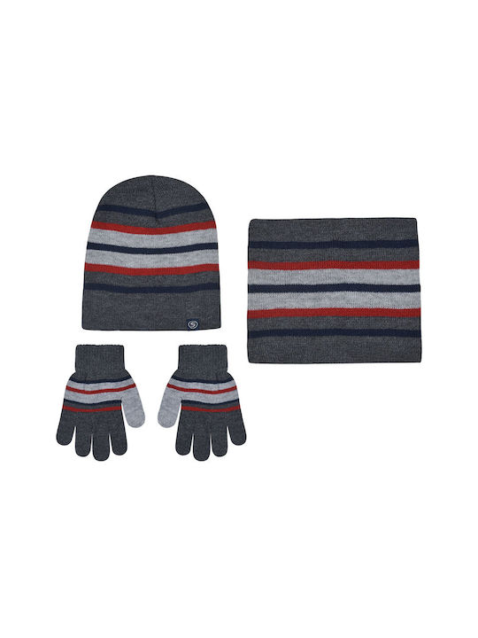 Stamion Kids Beanie Set with Scarf & Gloves Knitted Multicolour