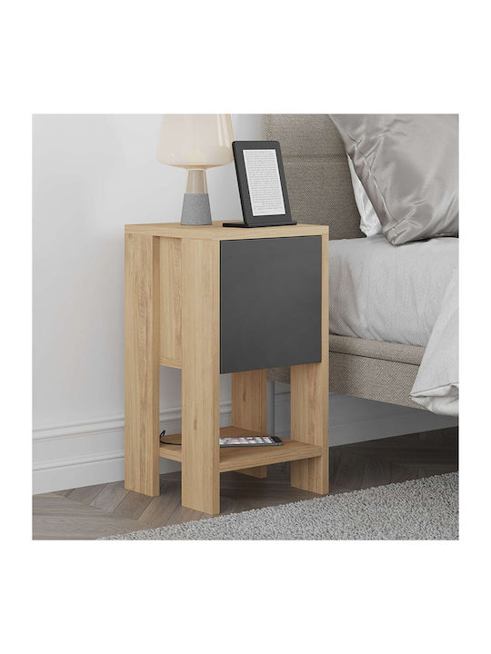 Sidon Wooden Bedside Table Φυσικό Οξιάς / Ανθρα...