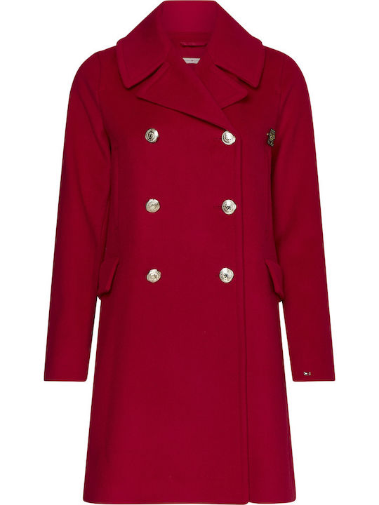 Tommy Hilfiger Γυναικείο Κόκκινο Παλτό με Κουμπιά