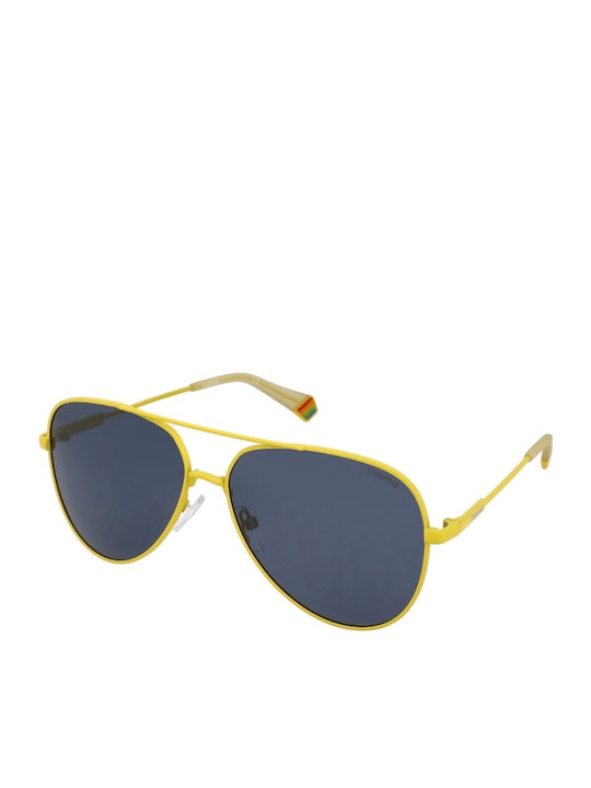 Polaroid Unisex Sunglasses with Yellow Metal Fr...