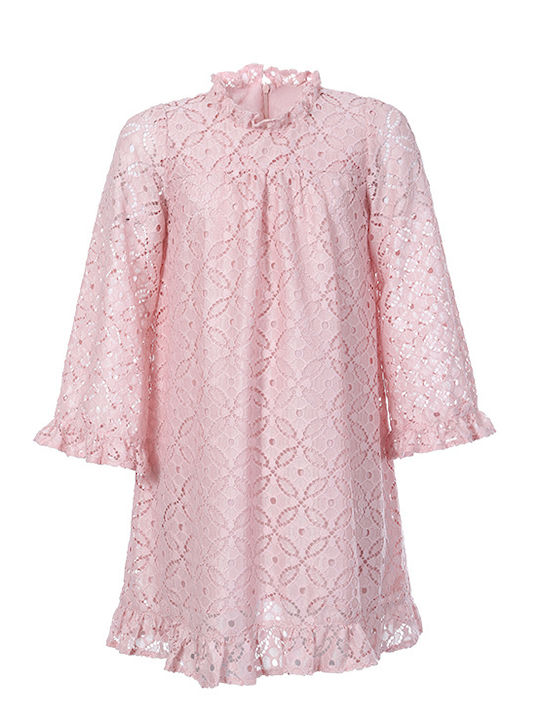 Matoufrance Mädchen Kleid Langärmelig Rosa