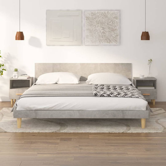 Wooden Bedside Tables 2pcs Γκρι Σκυροδέματος 40x35x47cm
