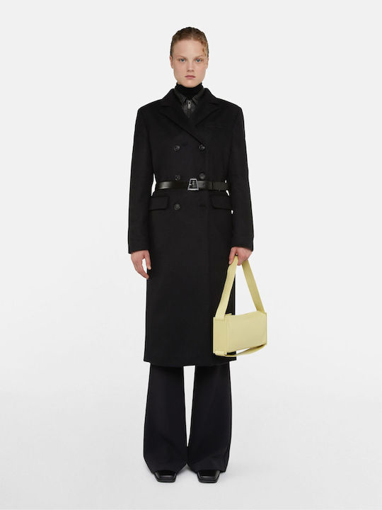 Trussardi Γυναικείο Μαύρο Παλτό με Κουμπιά