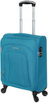 Diplomat Cabin Travel Suitcase Fabric Turquoise with 4 Wheels Height 55cm.