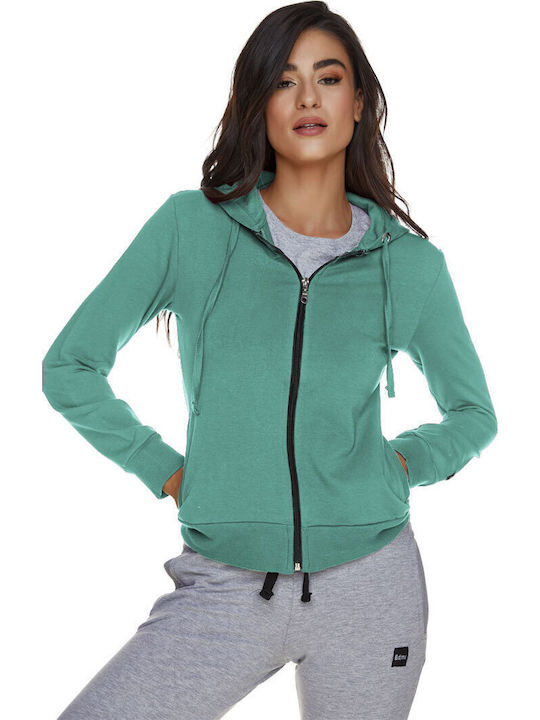 Bodymove Γυναικεία Ζακέτα Φούτερ με Κουκούλα MInt
