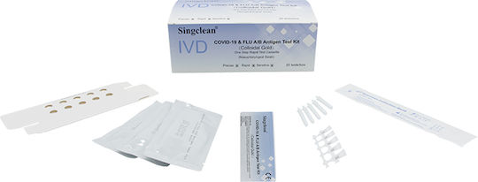 Singclean Ivd Covid-19 & Flu A/B Antigen Kit 20pcs Diagnostic Test for Rapid Detection Antigens with Nasal Sample