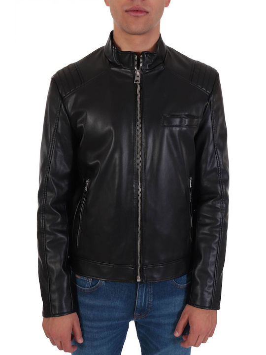 Hugo Boss Men's Winter Leather Biker Jacket Black