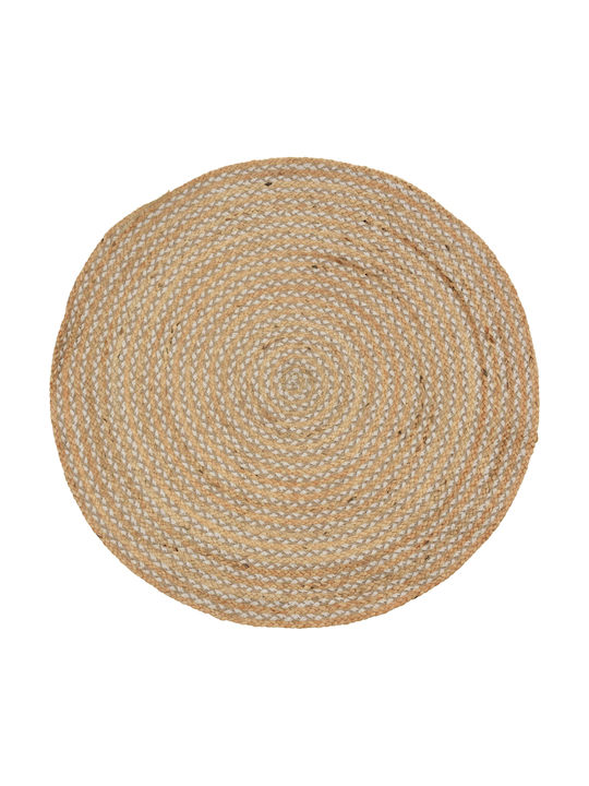 Round Summer Jute Rug Brown Diameter 90cm