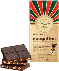 Venchi Nougatine Bar Chocolate Dark Caramelized Hazelnuts Vegan Gluten-Free 100gr