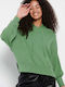 Funky Buddha Women's Long Sleeve Sweater with Hood Green