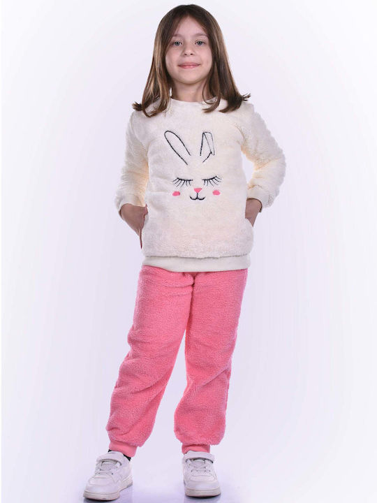 Trax Set Top & Bottom Kids Winter Pyjamas Ecru