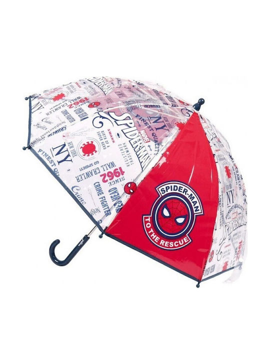 Cerda Kinder Regenschirm Gebogener Handgriff Spiderman Rot mit Durchmesser 71cm.