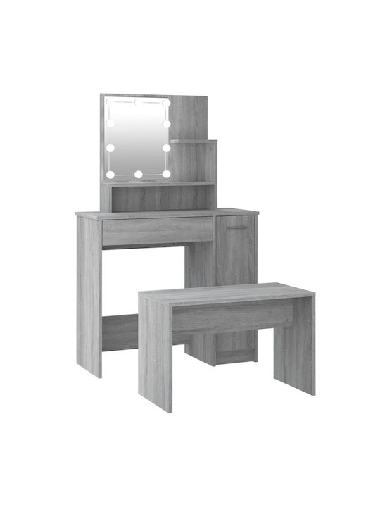 Wooden Makeup Dressing Table Gray with Mirror 86.5x35x136cm