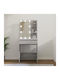 Floor-Standing Makeup Dressing Table Wooden Grey with Mirror 60x40x140cm