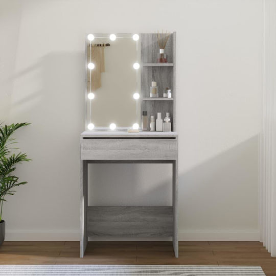 Floor-Standing Makeup Dressing Table Wooden Grey with Mirror 60x40x140cm