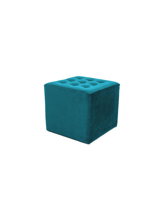 Hocker Für das Wohnzimmer Gepolstert mit Samt Lori Türkis 39x39x34cm